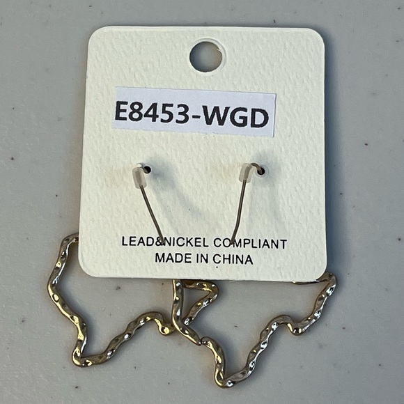 NWT Gold-Toned Western Boho Texas Outline Dangle Earrings - Picture 5 of 7